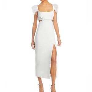 Likely TALIAH GOWN Dress with cut-outs White Feathers